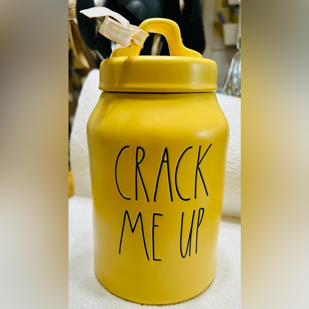 Rae Dunn “crack me up” canister, artisan collection Magenta. Mint condition